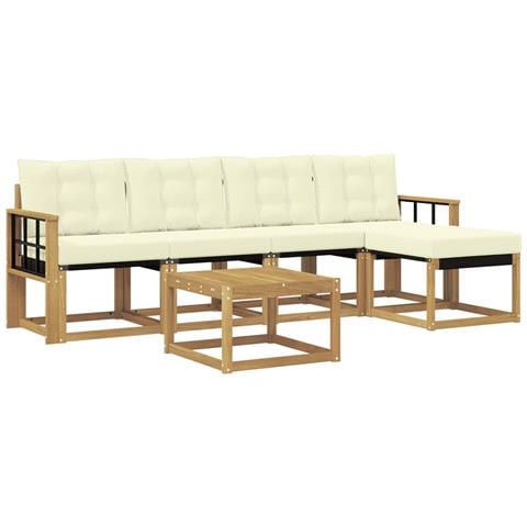 Set di divani da esterno con cuscino 6 pcs Bianco e Crema - Foto 1
