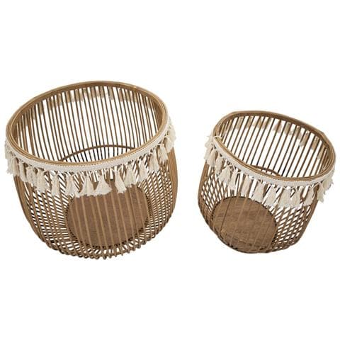 Cestoni Fuji In Rattan Naturale — Coppia Ø 47x39,5 E Ø 34x36,5 Cm - Foto 2