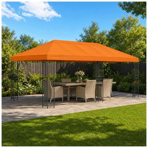 Copertura Tenda Gazebo 6 x 3 m Arancione Poliestere 190 - Foto 2