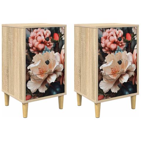 Armadio da Notte BORNE 2 pz Rovere Sonoma 36 x 33 x 60 cm - Foto 1