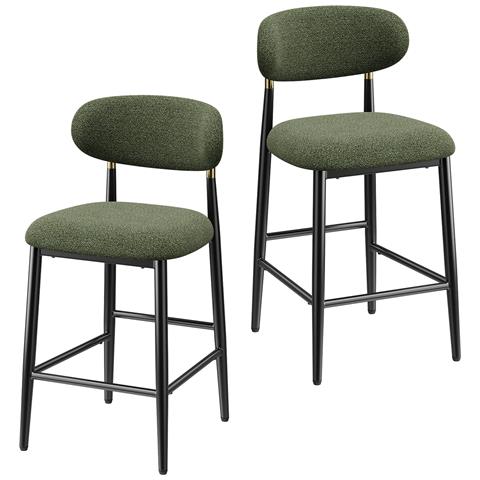 2 Sgabelli Da Bar In Tessuto Rivestiti Con Schienale 49,5x52x95 Cm Verde - Foto 1