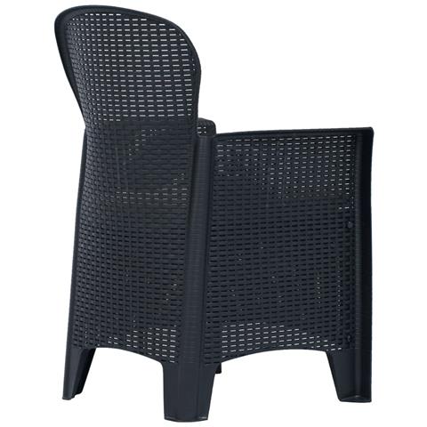 Set Da Bistrò 3 Pz In Plastica Stile Rattan Antracite - Foto 2
