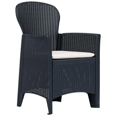 Set Da Bistrò 3 Pz In Plastica Stile Rattan Antracite - Foto 10