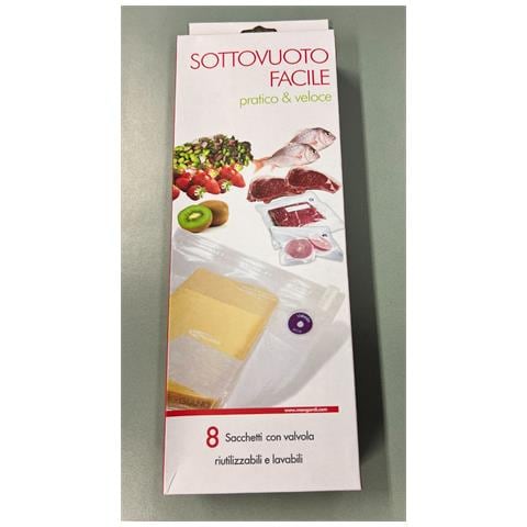 8 Sacchetti Per Sottovuoto Alimenti Con Valvola Lavabili E Riutilizzabili Misure Assortite - Foto 5