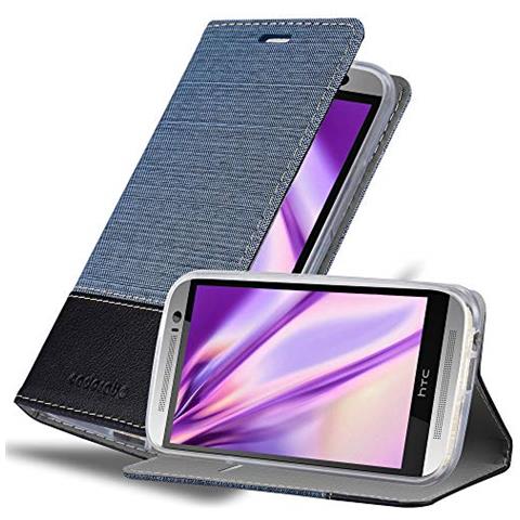 Custodia Compatibile Con Htc One M8 In Blu Scuro Nero - Coperchio Protettiva Con Chiusura Magnetica, Funzione Stand E Tasca Per Le Carte - Foto 1