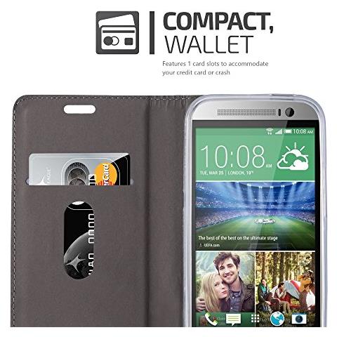 Custodia Compatibile Con Htc One M8 In Blu Scuro Nero - Coperchio Protettiva Con Chiusura Magnetica, Funzione Stand E Tasca Per Le Carte - Foto 2