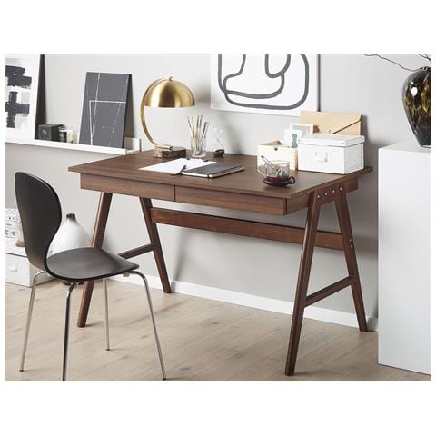 Scrivania Sheslay Marrone Scuro 120 Cm 70 Cm Con Contenitore - Foto 7