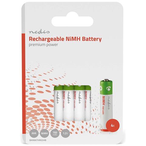 Confezione Da 4 Batterie Ricaricabili Nimh-aaa 1,2v Dc 700mah Precaricate, - Foto 4