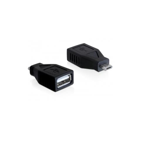 65296, USB 2.0-A, USB micro-B, Maschio / femmina, Nero - Foto 1