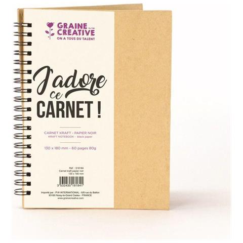 Quaderno A Spirale Kraft - Carta Nera - 18 X 13 Cm - Foto 1