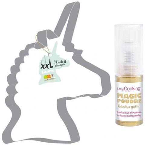 Tagliabiscotti Xxl In Acciaio Inox Unicorno + Polvere Alimentare Dorato - Foto 1