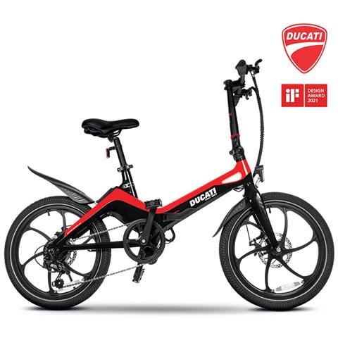 Bicicletta Elettrica MG-20 eBike Ripiegabile Velocità Massima 25 km /h Autonomia 70 km Capacità Massima di carico 110 kg Colore Nero / Rosso - Foto 1