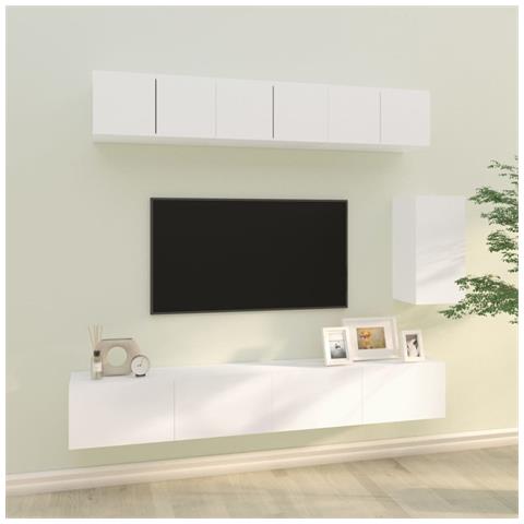 Set Di Mobili Porta Tv 6 Pz Bianco In Legno Multistrato - Foto 12