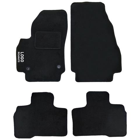 Tappetini Auto Compatibili Per Qubo | Tappeti Sagomati | In Moquette Nera | Logo Ricamato Battitacco E 2 Clip Di Fissaggio | Accessori Interni - Foto 1