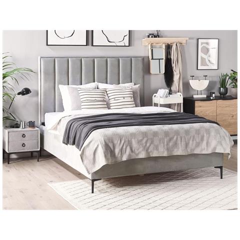 Letto Matrimoniale Con Contenitore In Velluto Grigio 180 X 200 Cm Sezanne - Foto 2