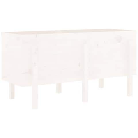 Fioriera Rialzata Da Giardino Bianca 121x50x57 Cm Massello Pino - Foto 1