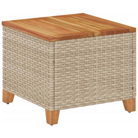 Tavolo Da Giardino Beige 45x45x37 Cm Polyrattan E Legno Acacia - Foto 2