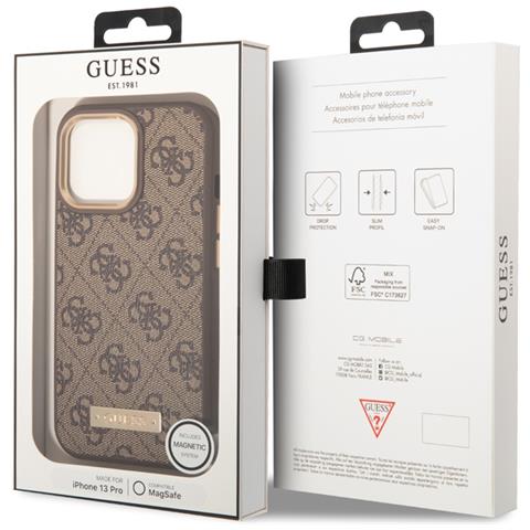 Cover Per Iphone 14 Pro Pu 4g Metal Plate, Marrone - Foto 3