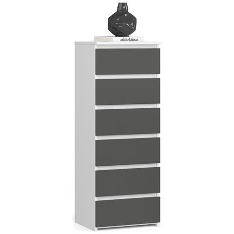 Cassettiera CL6, 6 cassetti, 40x35x109 cm, Colore Bianco e Grigio Grafite - Foto 1
