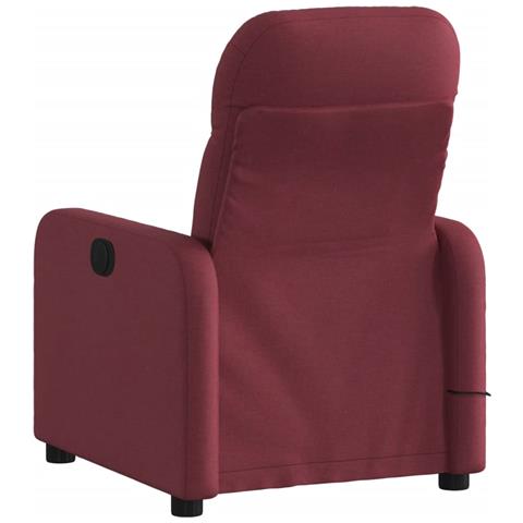 Poltrona Massaggiante Reclinabile Elettrica Rosso Vino Tessuto - Foto 2