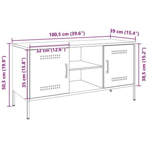 Mobile Tv Antracite 100,5x39x50,5 Cm In Acciaio - Foto 2