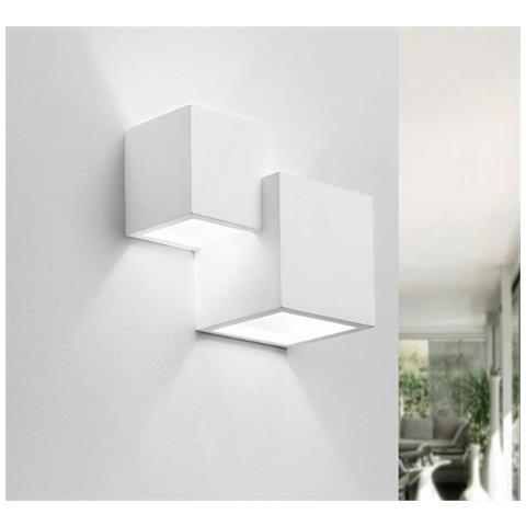 Applique Da Parete 2 X Cubo In Gesso Verniciabile Lampada Doppia Luce G9 - Foto 1