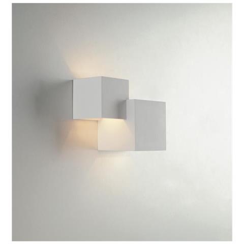 Applique Da Parete 2 X Cubo In Gesso Verniciabile Lampada Doppia Luce G9 - Foto 2