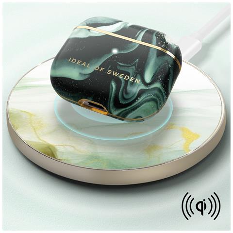 Cover Per Airpods 3 Effetto Marmo Elegante Golden Olive Marble, Verde Scuro - Foto 2