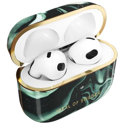 Cover Per Airpods 3 Effetto Marmo Elegante Golden Olive Marble, Verde Scuro - Foto 1