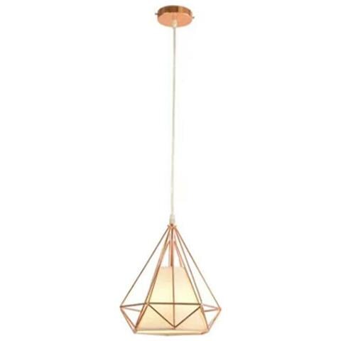 Lampadario Gabbia Metallo Industriale Retro E27 Pendente Vintage Oro Rosa Sj100 - Foto 1