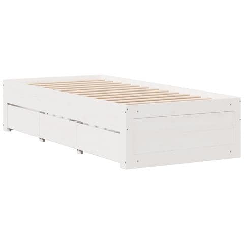 Giroletto Senza Materasso Con Cassetti Bianco 90x200 Cm Pino - Foto 3