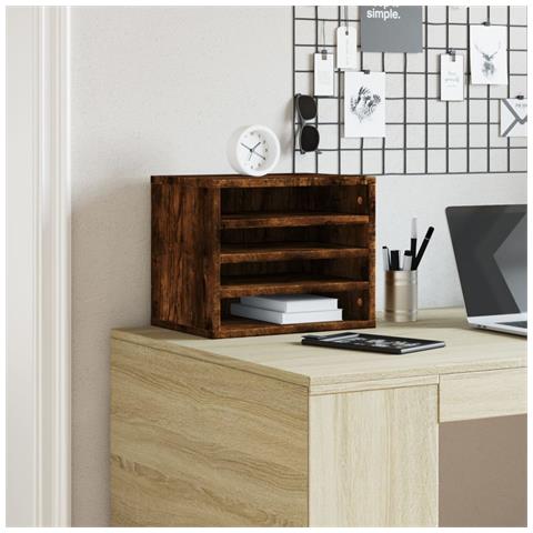 Organizer Scrivania Rovere Fumo 36x26x29,5cm Legno Multistrato - Foto 3