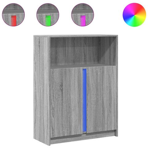 Credenza con LED Grigio Sonoma 77x34x100cm in Legno Multistrato - Foto 1