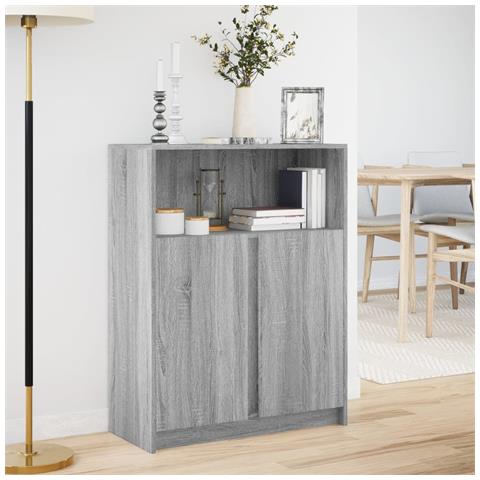 Credenza con LED Grigio Sonoma 77x34x100cm in Legno Multistrato - Foto 10