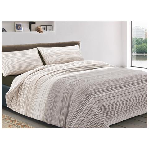 Completo Lenzuola Letto 100% Cotone Made In Italy Disegno Padel Piazza E Mezza Beige - Foto 1