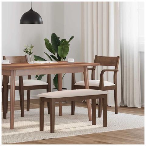 Panca 90 cm Marrone in Legno Massello di Hevea - Foto 2