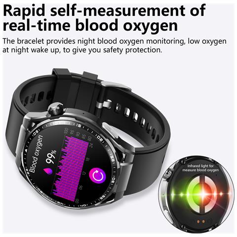 Smartwatch Con Ecg, Cardiofrequenzimetro, Fitness Tracker E Molteplici Modalità Sportive Black And Grey Strap - Foto 2