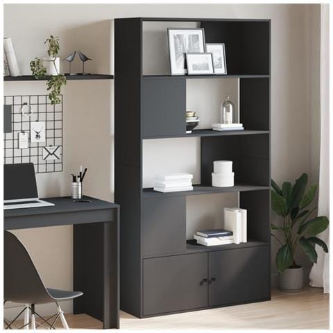 Libreria Nera 100x36x189 Cm In Legno Multistrato - Foto 1