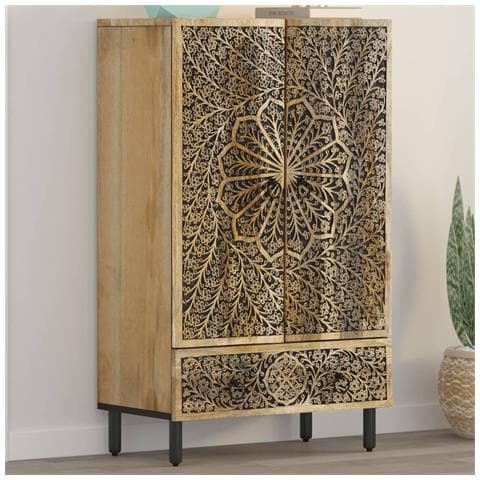 Credenza 60x33x110 Cm In Legno Massello Di Mango - Foto 1