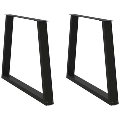 Gambe Per Tavolo Da Pranzo A V 2pz Nero 100x(72-73,3)cm Acciaio - Foto 1