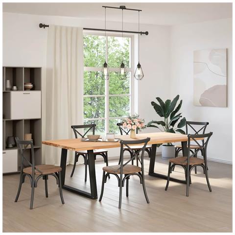 Gambe Per Tavolo Da Pranzo A V 2pz Nero 100x(72-73,3)cm Acciaio - Foto 2