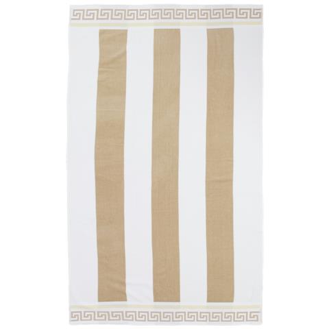 Telo Mare Jacquard Spugna Asciugamano Spiaggia Disegno Greca Telo Mare Beige - Foto 1