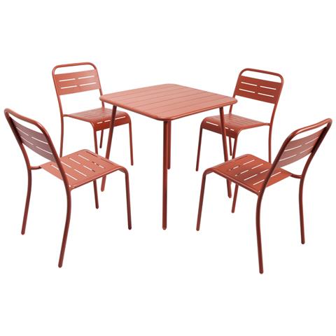 Bergame Tavolo Da Pranzo A 4 Posti 70x70cm In Terracotta - Foto 2