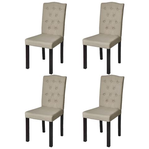 Sedie Da Pranzo 4 Pz Cammello In Tessuto - Foto 2