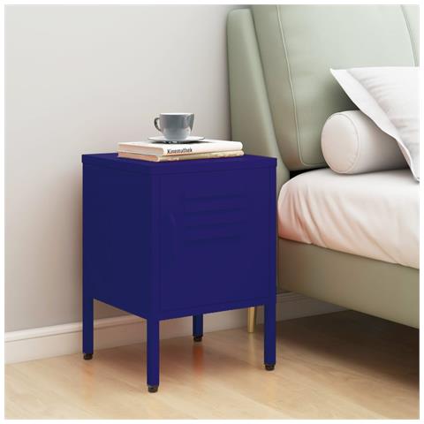 Lusso Casadino -  Comodino Blu Marino 35x35x51 Cm In Acciaio - Foto 8