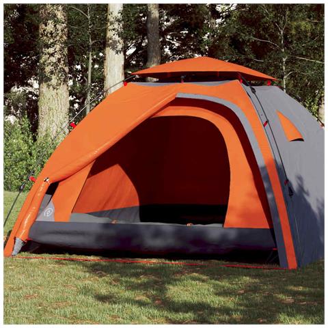 Tenda a Cupola 4 Persone Grigio e Arancione a Rilascio Rapido - Foto 1