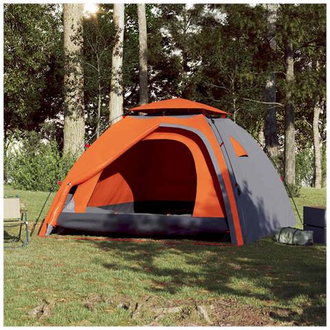 Tenda a Cupola 4 Persone Grigio e Arancione a Rilascio Rapido - Foto 2