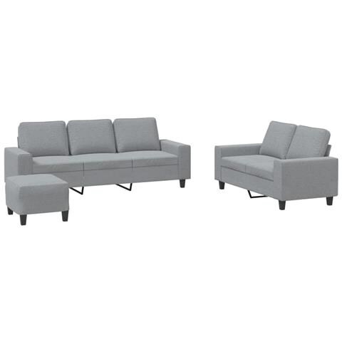 Set di Divani 3 pz Grigio Chiaro in Tessuto - Foto 1
