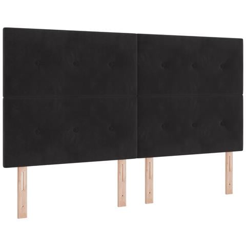 Testiera imbottita  con bottoni Nera 180 cm in Velluto - Foto 1