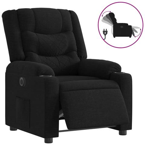 Poltrona Elettrica Reclinabile Nera in Tessuto - Foto 1